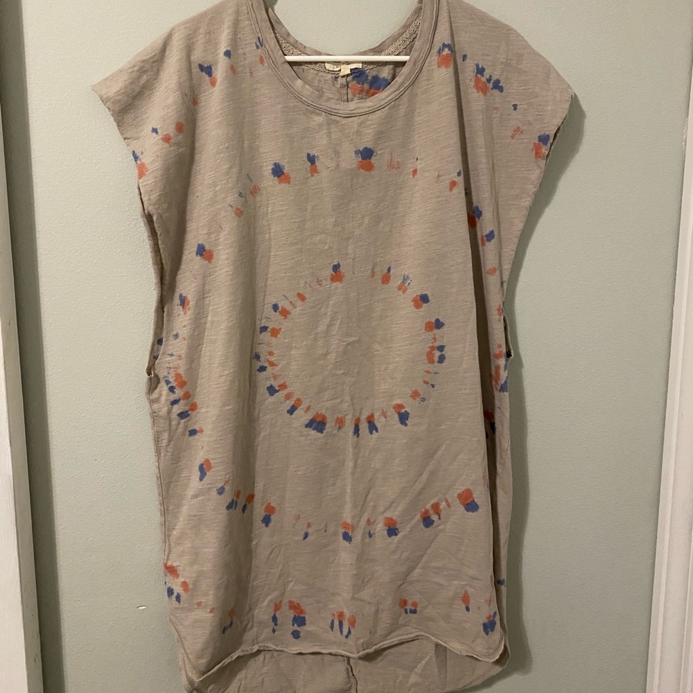 Sleeveless Cream Tye-Dye Top